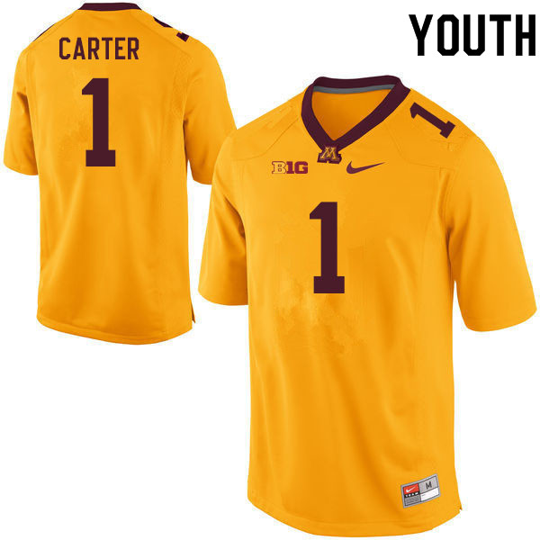 Youth #1 Trill Carter Minnesota Golden Gophers College Football Jerseys Sale-Gold